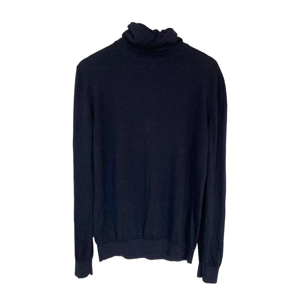 Richard James Mayfair Mens Navy Blue 100% Merino Wool Turtleneck Sweater Large